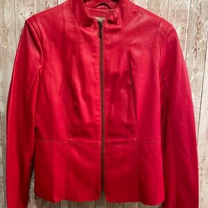 Women's Red Leather Jacket